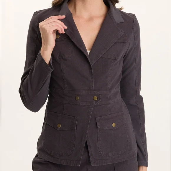 XCVI Lochlyn Structured Fitted Stretch Blazer Jacket in Ashlar Size L New Nwt - Picture 1 of 7
